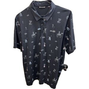 Travis Mathew Acai Palms Golf Polo Shirt Men Xxl Black Day of  Dead Skeleton